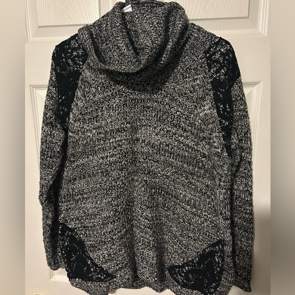 Elegant Black and Gray Cowl Neck Sweater